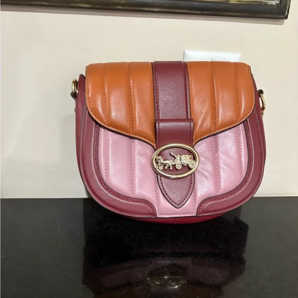 COACH Georgia Saddle Bag with Colorblock Puffy Quilting
